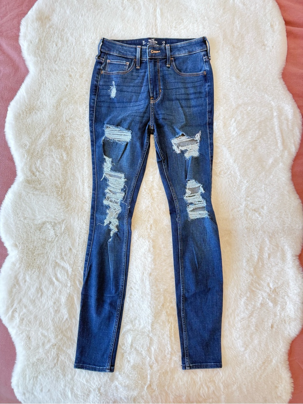 Hollister High Rise Super Skinny Soft Stretch Jeans Distressed W26